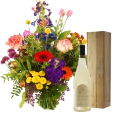 Father's Day Picking bouquet + bottle of white wine (Pick-your-own bouquet + white wine Chotes Du Rhone)